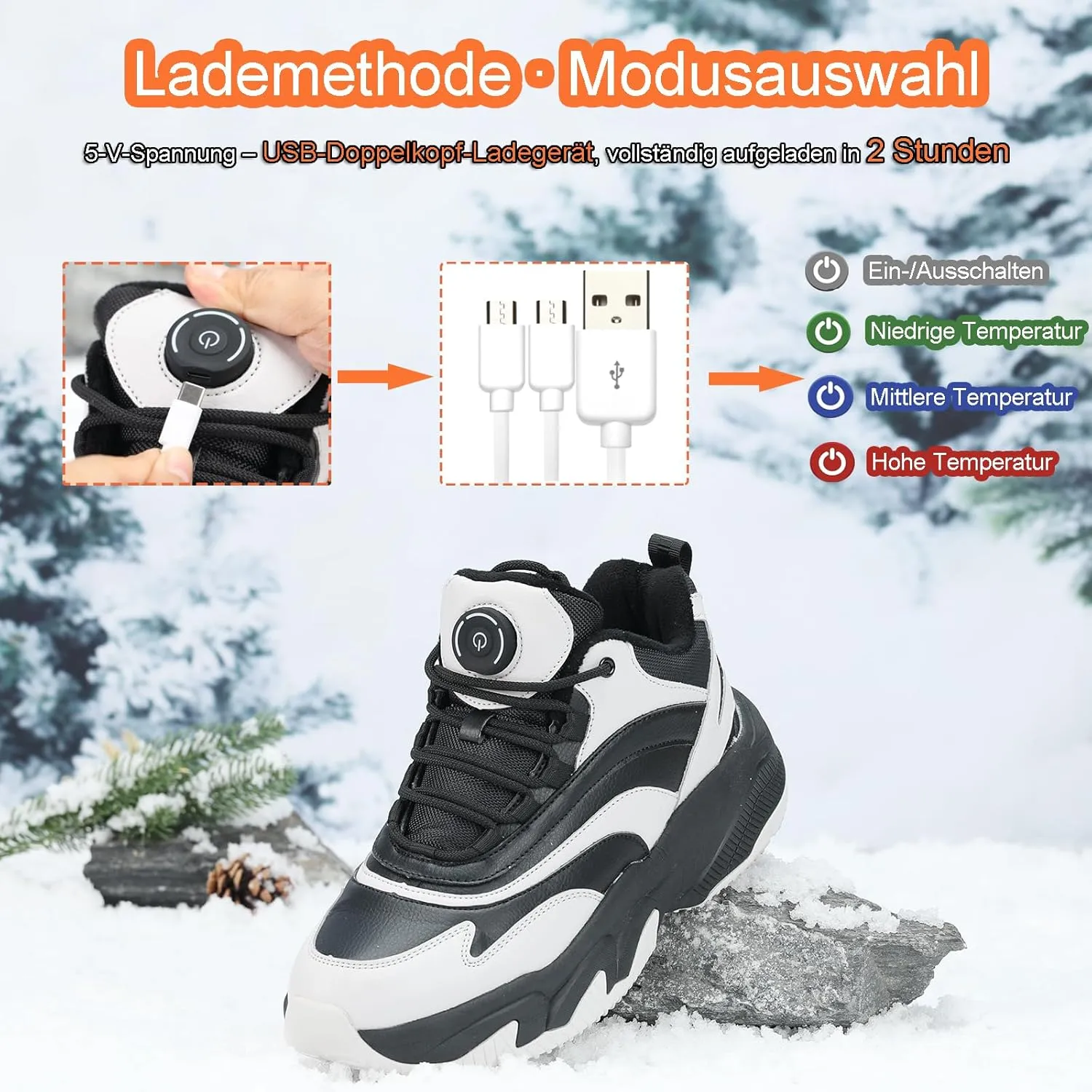 Heated Boots for Men Women Winter Waterproof Warm Snow Boots Rechargeable Electric Heating Boots Foot Warmers