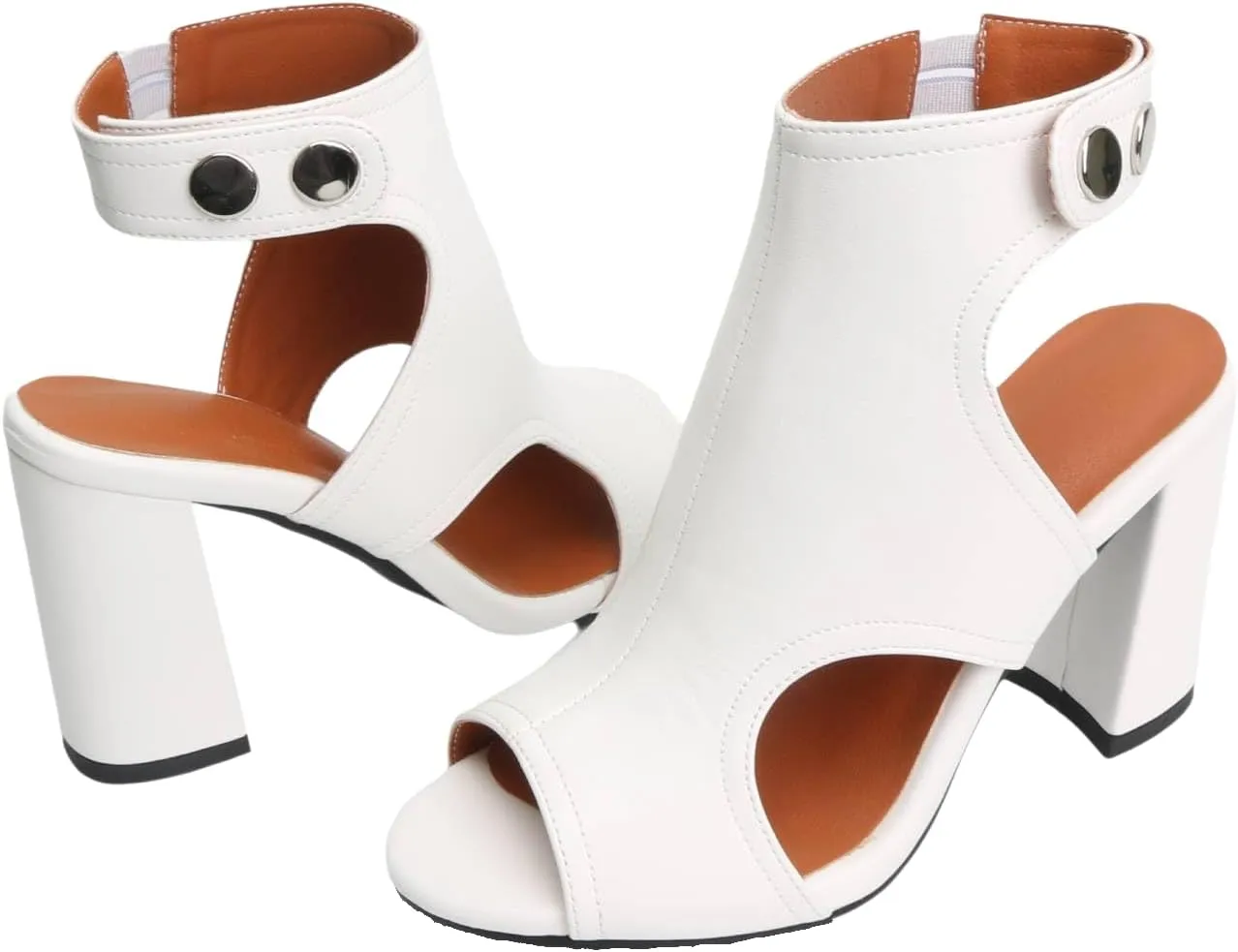 Heels for Women Peep Toe Booties Dressy Sandals Block heel Gliadiator Shoes