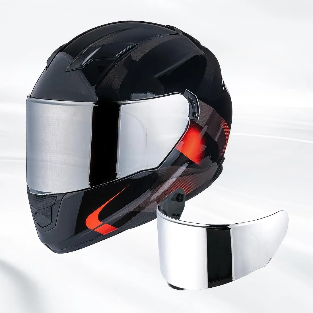 Helmet Shield For Assault/Rapid/Stream Full Face Shield Street Motorcycle Helmet Visor Replacement(Chrome Silver)