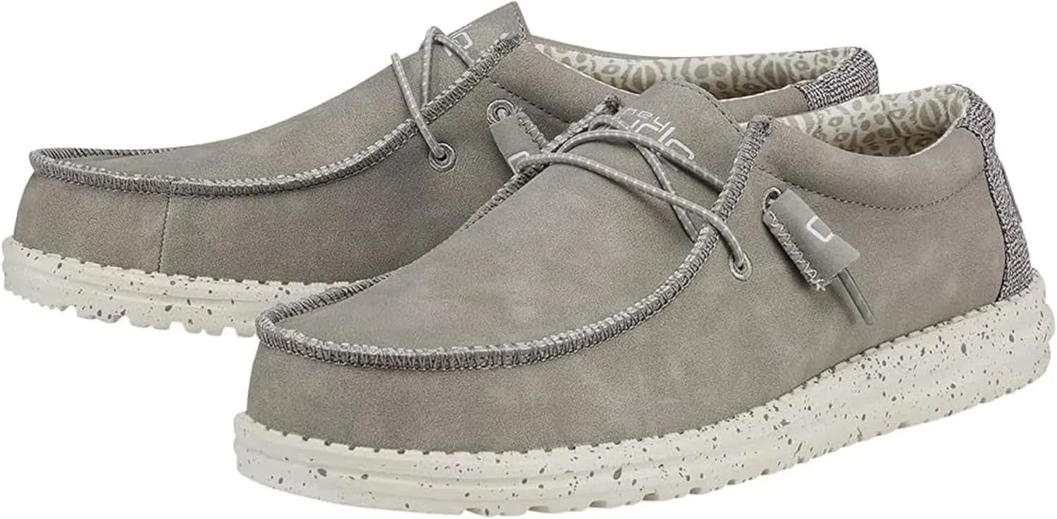 Hey Dude Men's Wally Recycled Leather | Men’s Shoes | Men's Lace Up Loafers | Comfortable & Light-Weight