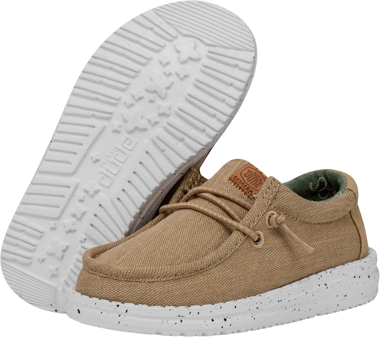 Hey Dude Wally Toddler Washed Canvas | Boy's Loafers | Boy's Slip On Shoes | Comfortable & Light Weight