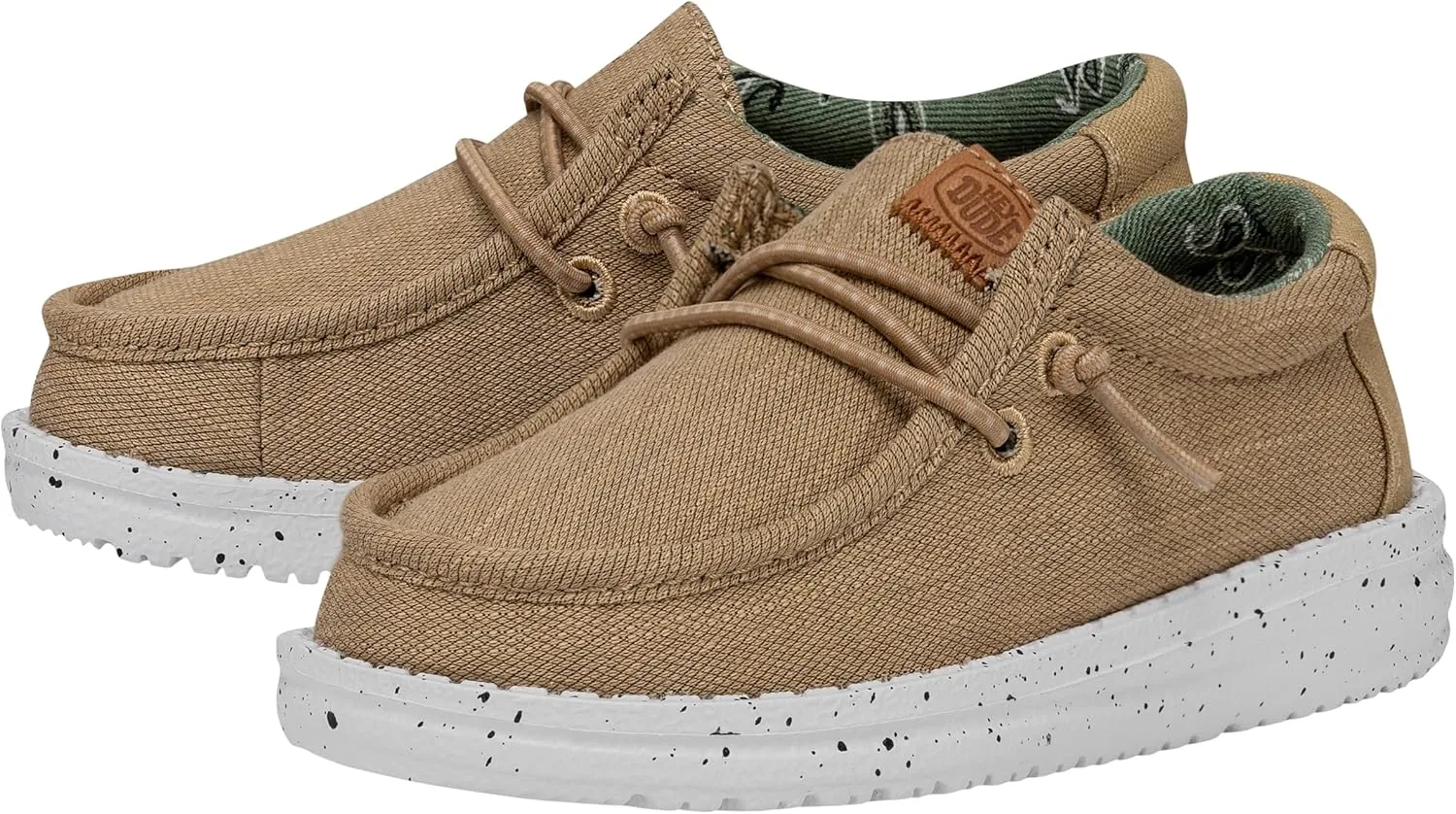 Hey Dude Wally Toddler Washed Canvas | Boy's Loafers | Boy's Slip On Shoes | Comfortable & Light Weight