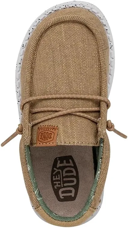 Hey Dude Wally Toddler Washed Canvas | Boy's Loafers | Boy's Slip On Shoes | Comfortable & Light Weight