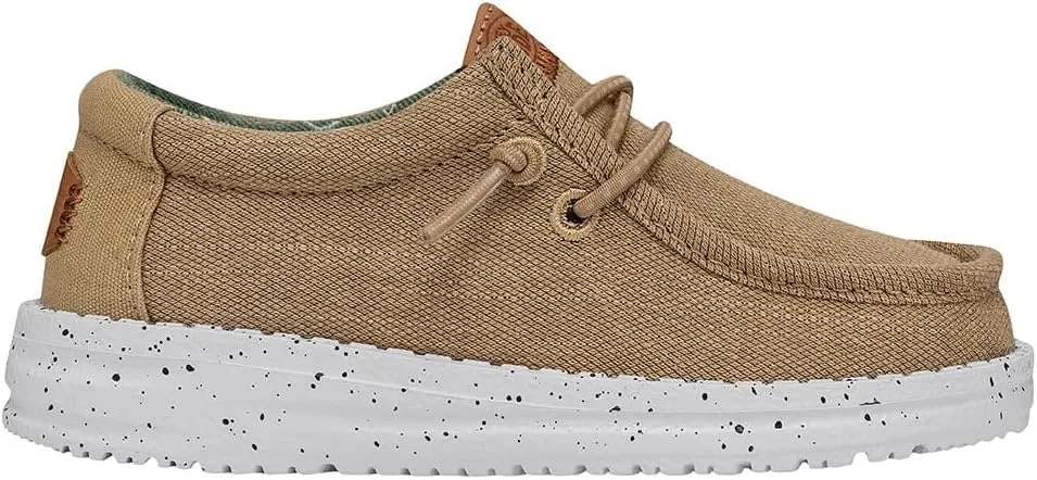 Hey Dude Wally Toddler Washed Canvas | Boy's Loafers | Boy's Slip On Shoes | Comfortable & Light Weight