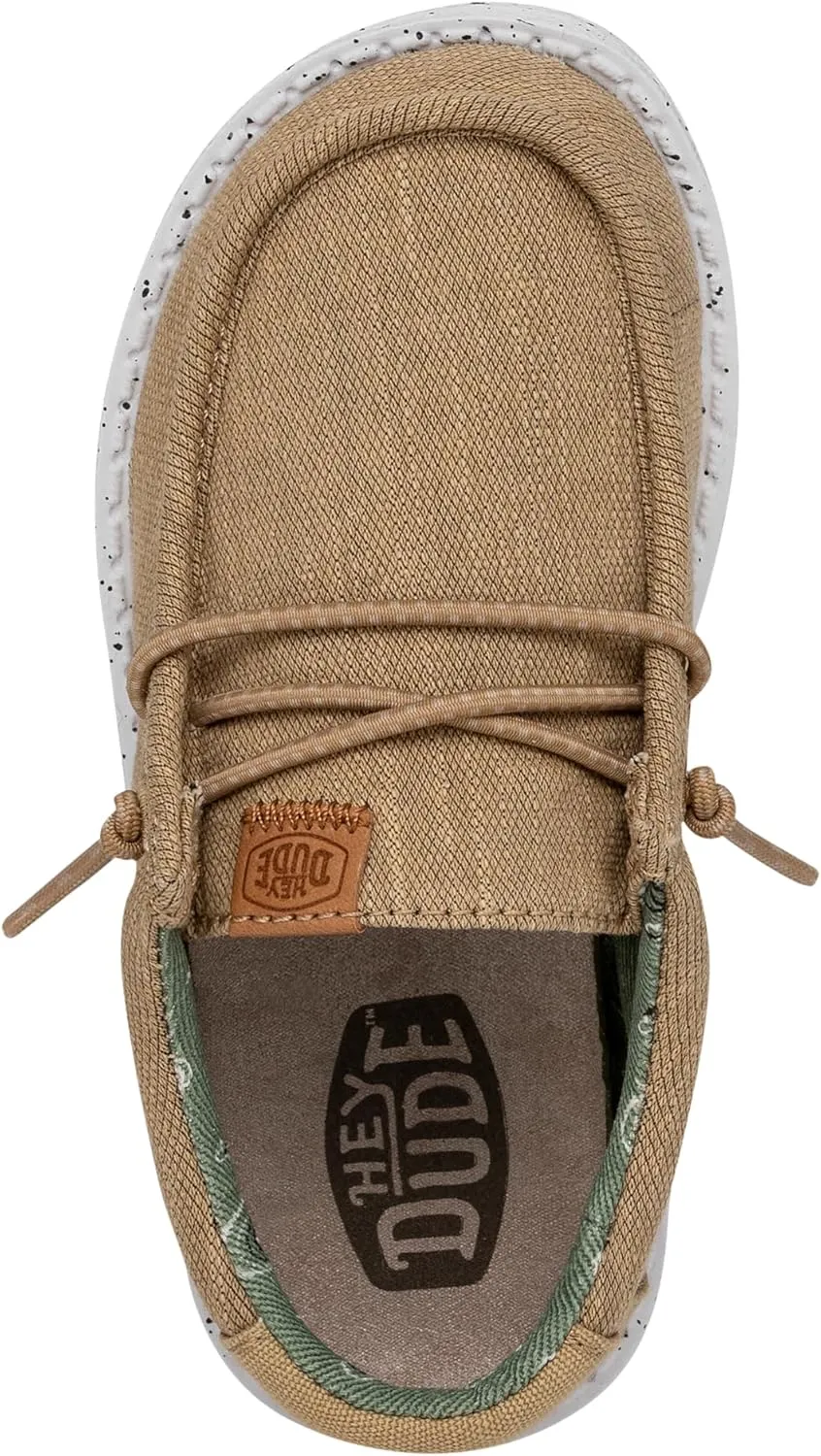 Hey Dude Wally Toddler Washed Canvas | Boy's Loafers | Boy's Slip On Shoes | Comfortable & Light Weight
