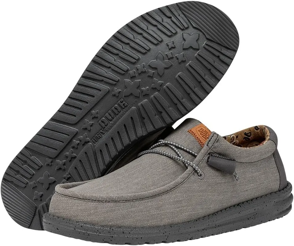 HEYDUDE Men's Wally Washed Canvas, Men’s Shoes, Slip-on Loafers, Comfortable & Light-Weight