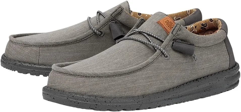 HEYDUDE Men's Wally Washed Canvas, Men’s Shoes, Slip-on Loafers, Comfortable & Light-Weight