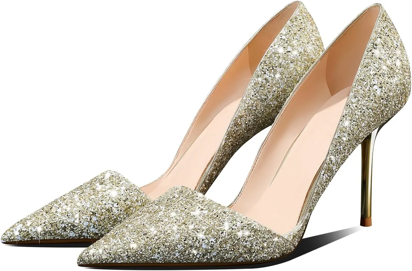 High Heel Pointed-Toe Pumps - Sexy Slip-On Stiletto Heel Shoes for Women, Perfect for Parties and Daily Wear,3.35IN