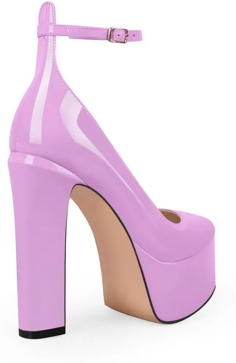 High Heels, Ankle Strap High Heeled Platform Women's Shoes, Sexy Comfortable Round Toe Closed Toe Pumps
