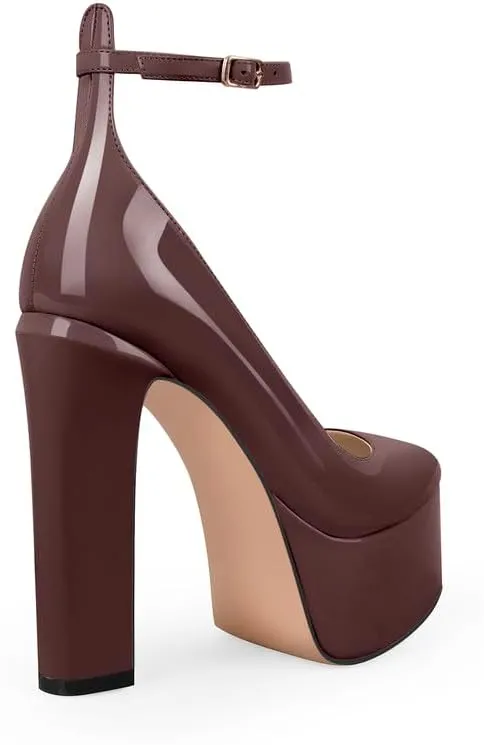High Heels, Ankle Strap High Heeled Platform Women's Shoes, Sexy Comfortable Round Toe Closed Toe Pumps