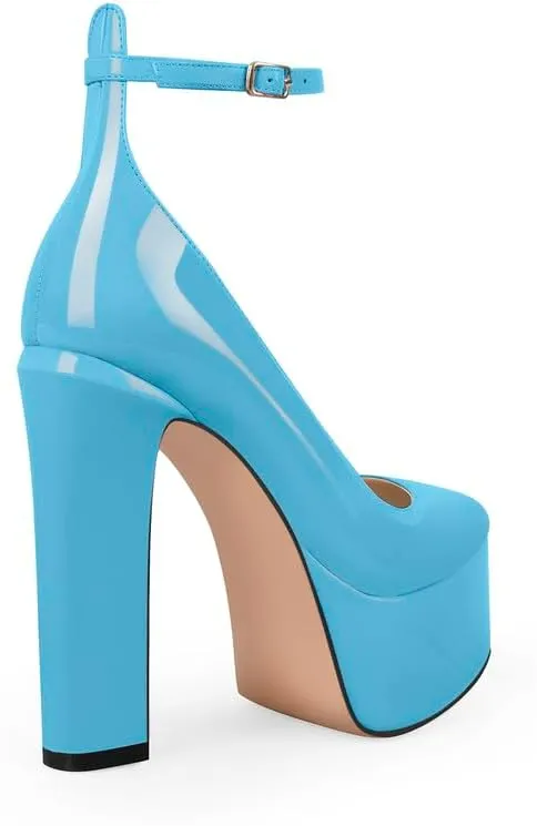 High Heels, Ankle Strap High Heeled Platform Women's Shoes, Sexy Comfortable Round Toe Closed Toe Pumps