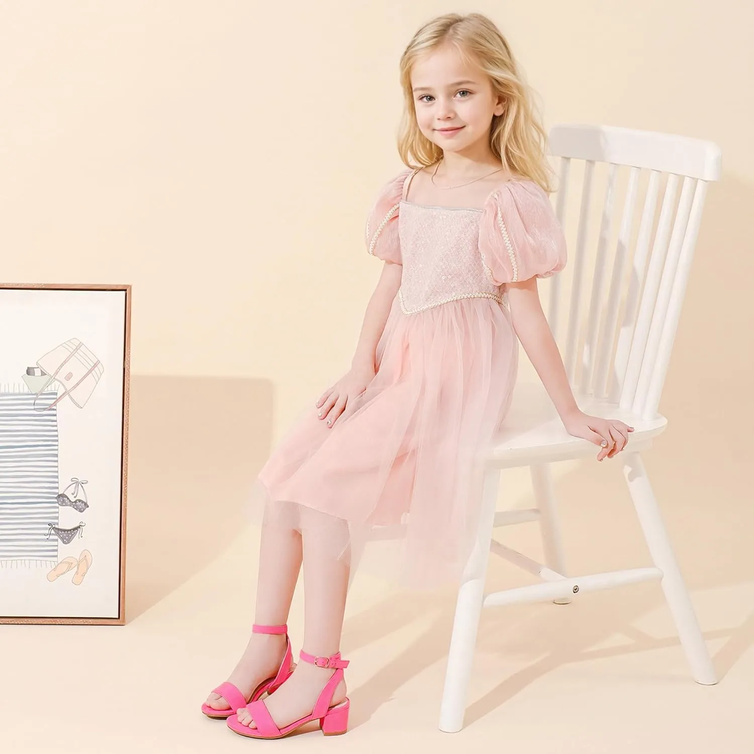 High Heels for Kids Open Toe Dress Shoes for Girls Ankle Strap Pump Shoes Flower Girl Sandals Wedding Party for Little Big Kids