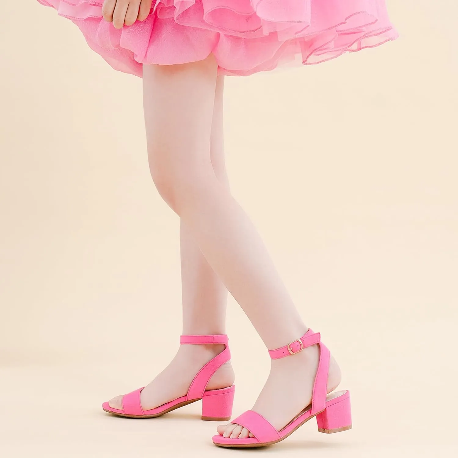 High Heels for Kids Open Toe Dress Shoes for Girls Ankle Strap Pump Shoes Flower Girl Sandals Wedding Party for Little Big Kids