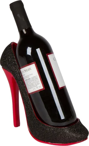 Hilarious Home 8.5"x 3.5''x 7" High Heel Wine Bottle Holder - Stylish Conversation Starter Wine Rack (Black)