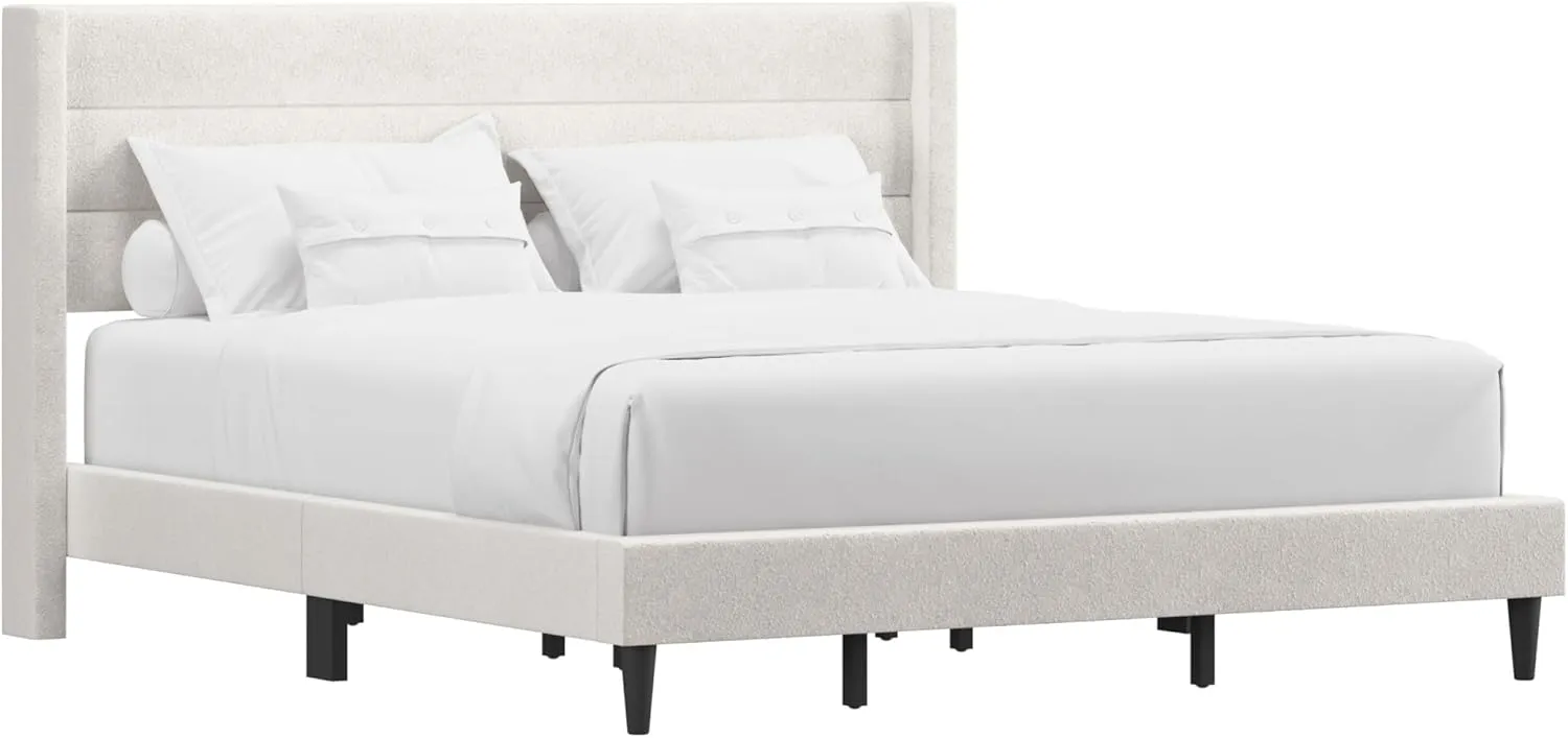 Hillsdale Demore King Upholstered Platform Bed, Ivory