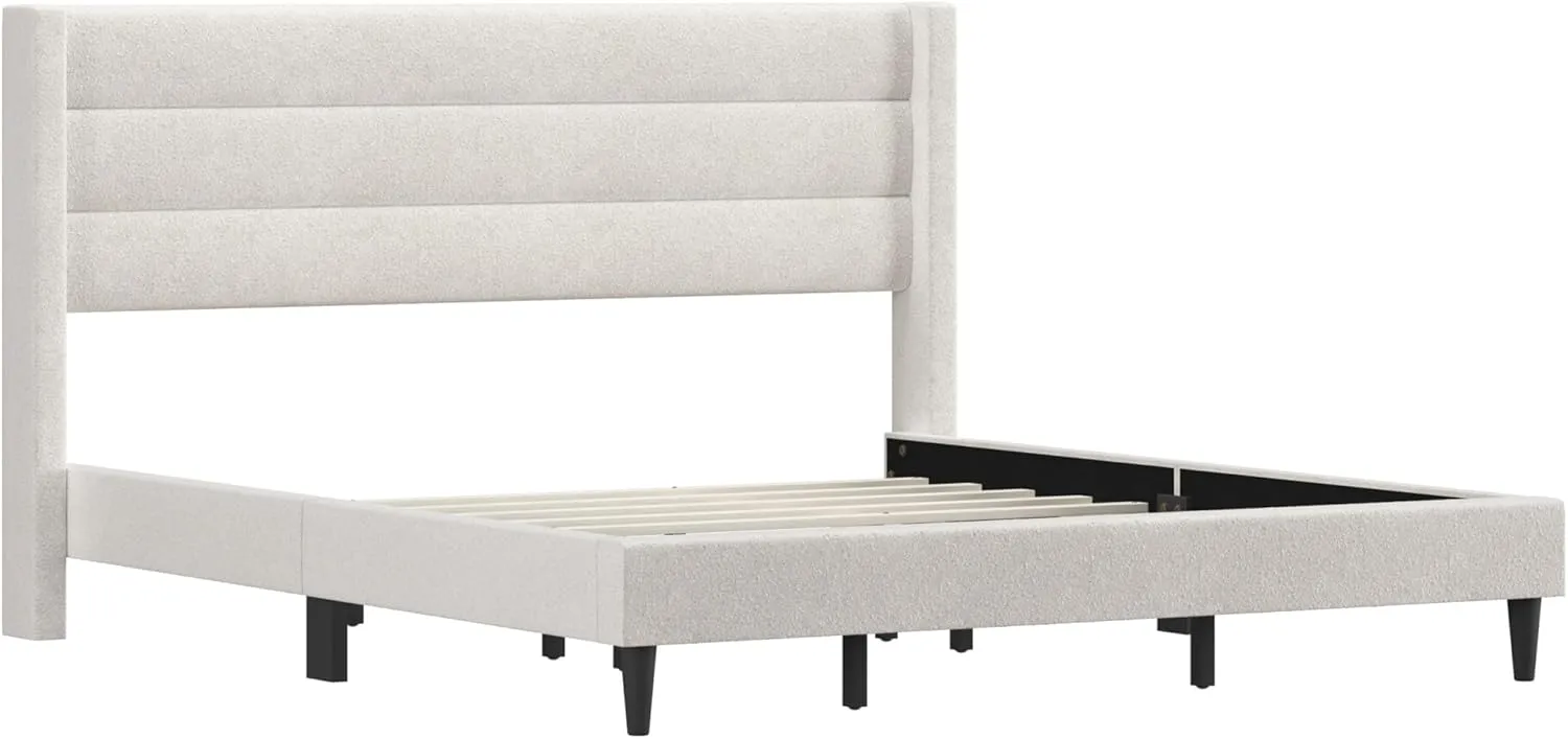Hillsdale Demore King Upholstered Platform Bed, Ivory