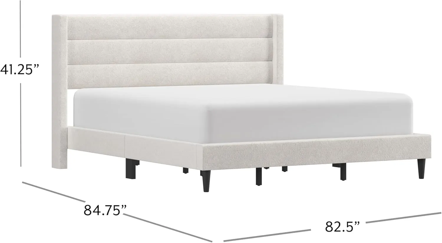 Hillsdale Demore King Upholstered Platform Bed, Ivory