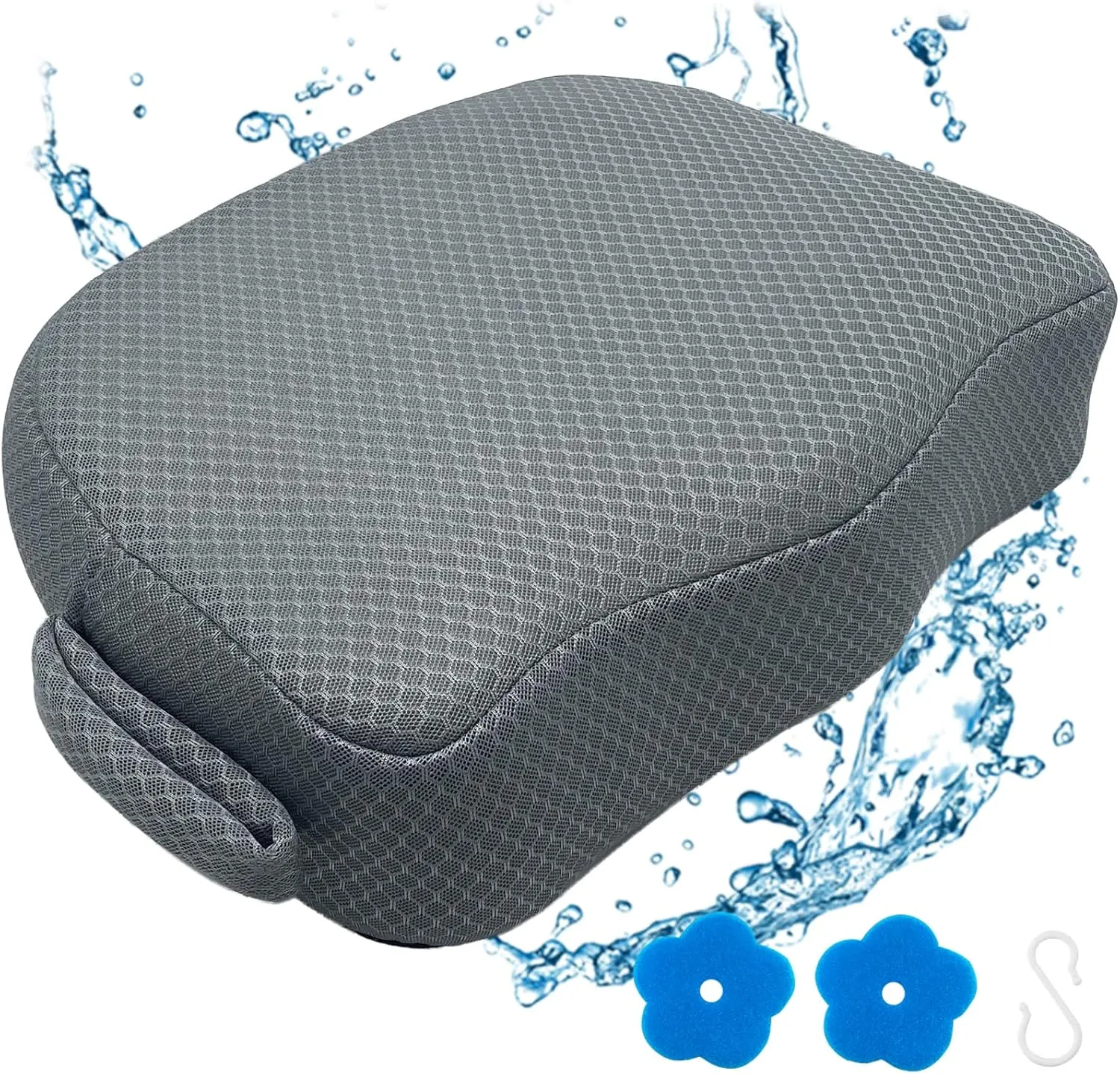 Hot Tub Booster Seat for Adults, 5 Inch Thick Supportive Cushion with Non-Slip Bottom, Weighted for Quick Sink Without Float, Spa Booster Seat for Hot Tub (Including Inflatable), Pool Gray