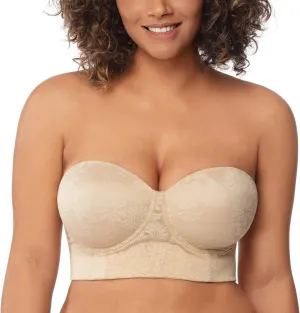 HSIA Longline Strapless Bras for Women Large Bust - Supportive Comfortable Grippy Corset Bandeau Plus Size