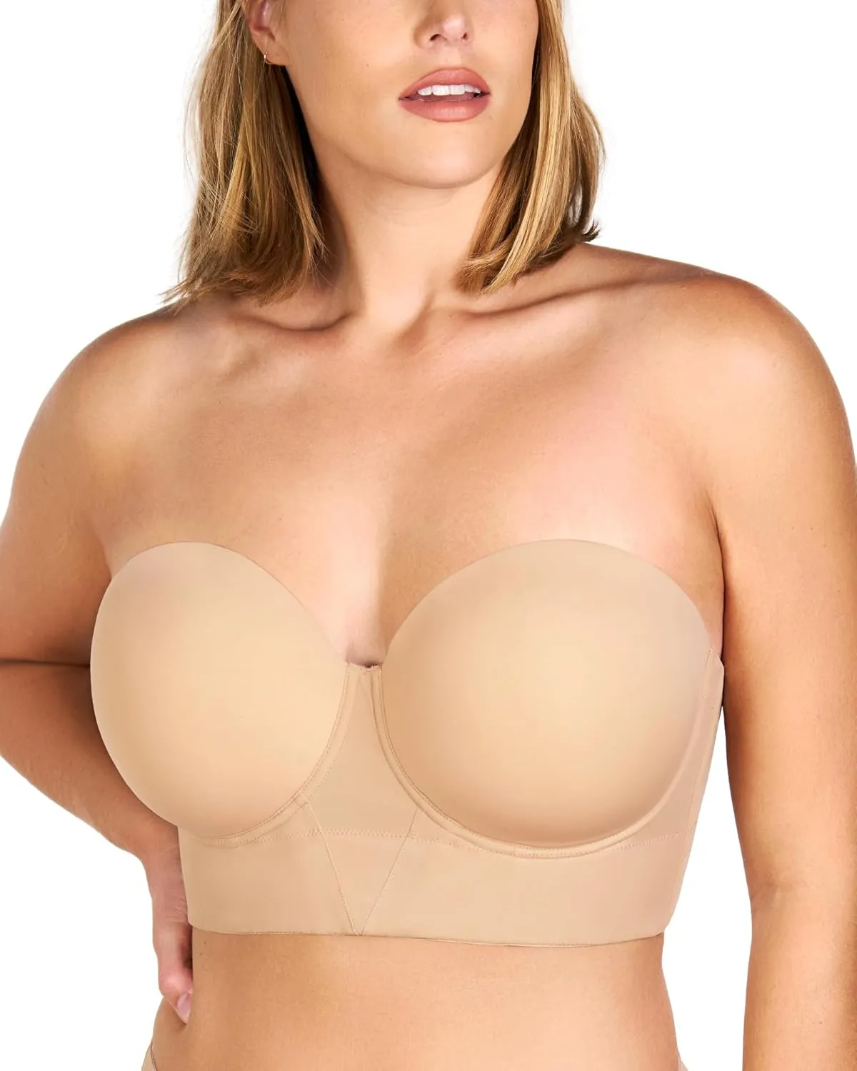 HSIA Longline Strapless Bras for Women Large Bust - Supportive Comfortable Grippy Corset Bandeau Plus Size