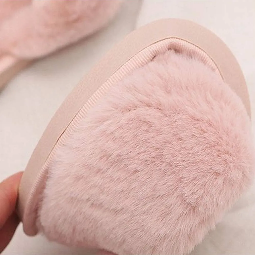 HUMIWA Womens Faux Fur Slippers Warm Fussy Flip Flop House Slippers Open Toe Home Slippers for Girls Men