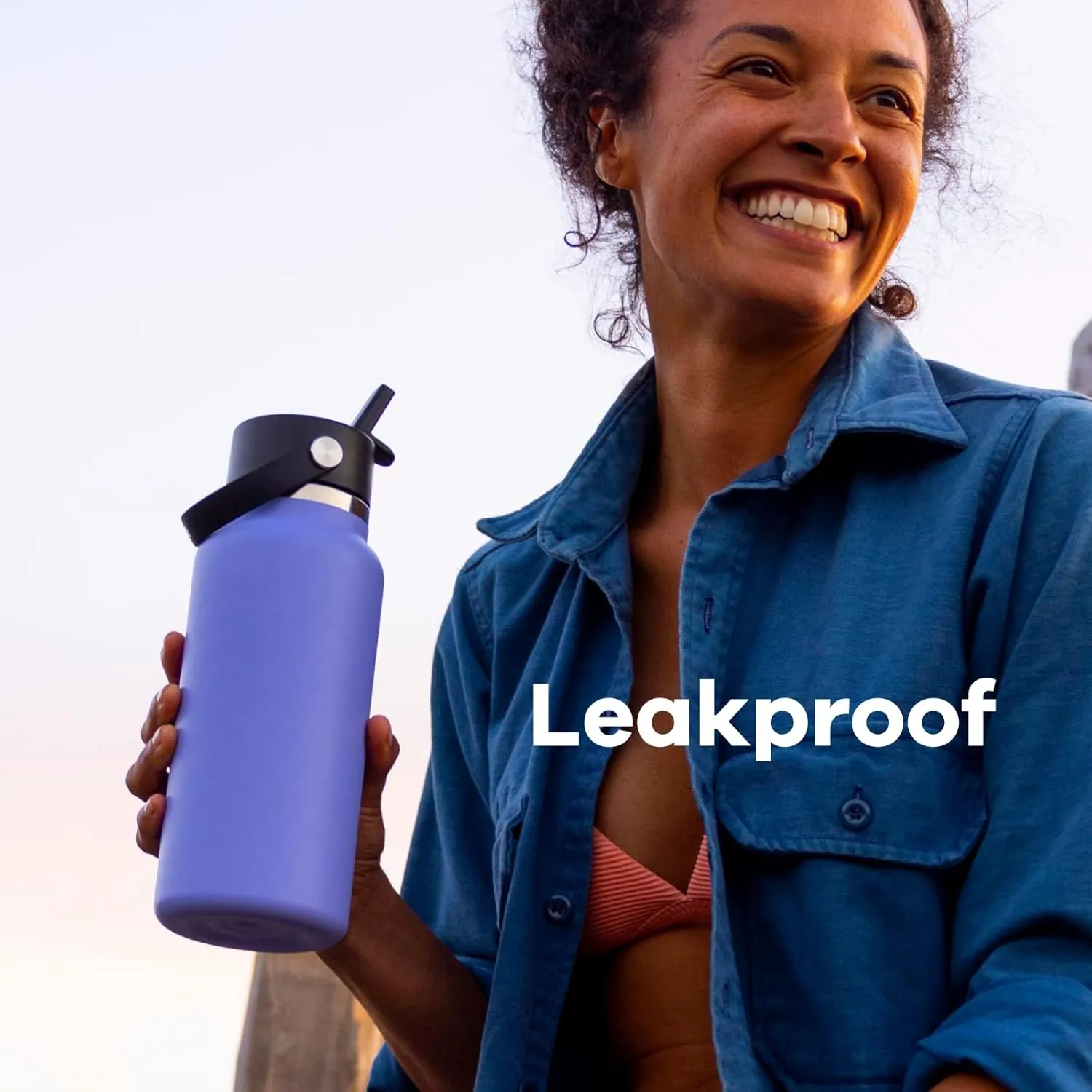 Hydro Flask Water Bottle - Insulated Stainless Steel - Wide Straw Lid, Non Spill, Leakproof in 40 Oz Black