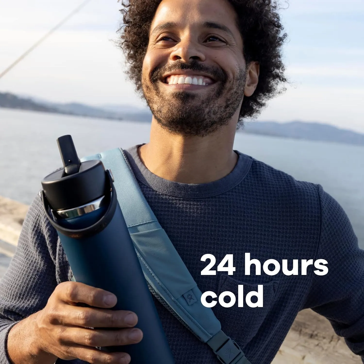 Hydro Flask Water Bottle - Insulated Stainless Steel - Wide Straw Lid, Non Spill, Leakproof in 40 Oz Black