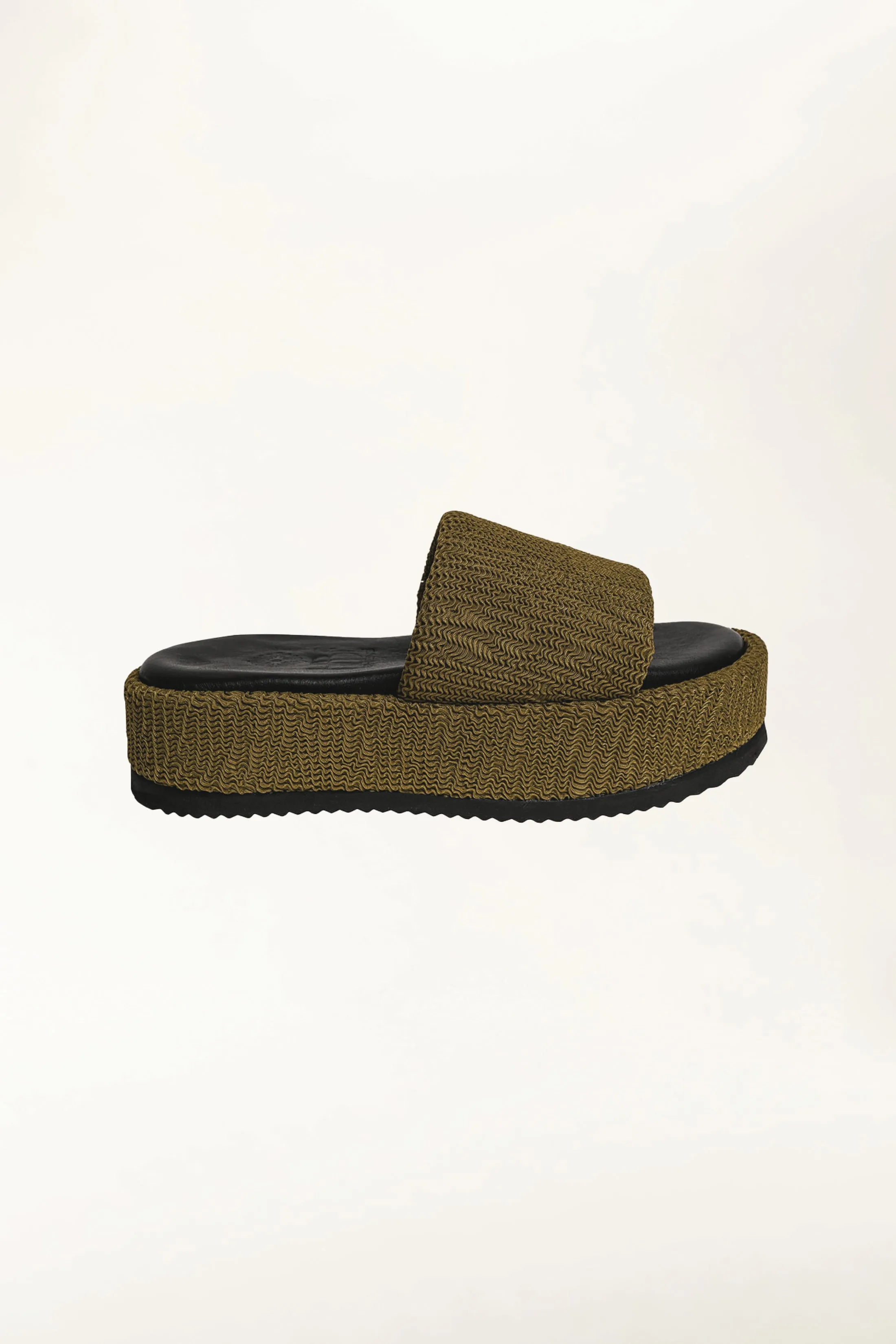 Ibiza Embossed Fabric & Leather Platform
