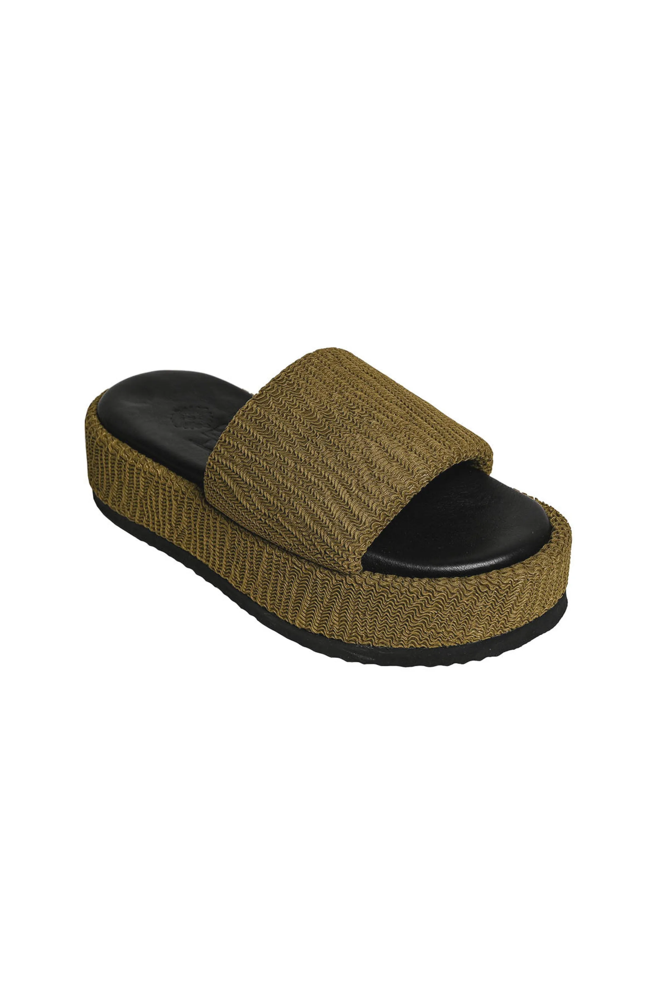 Ibiza Embossed Fabric & Leather Platform