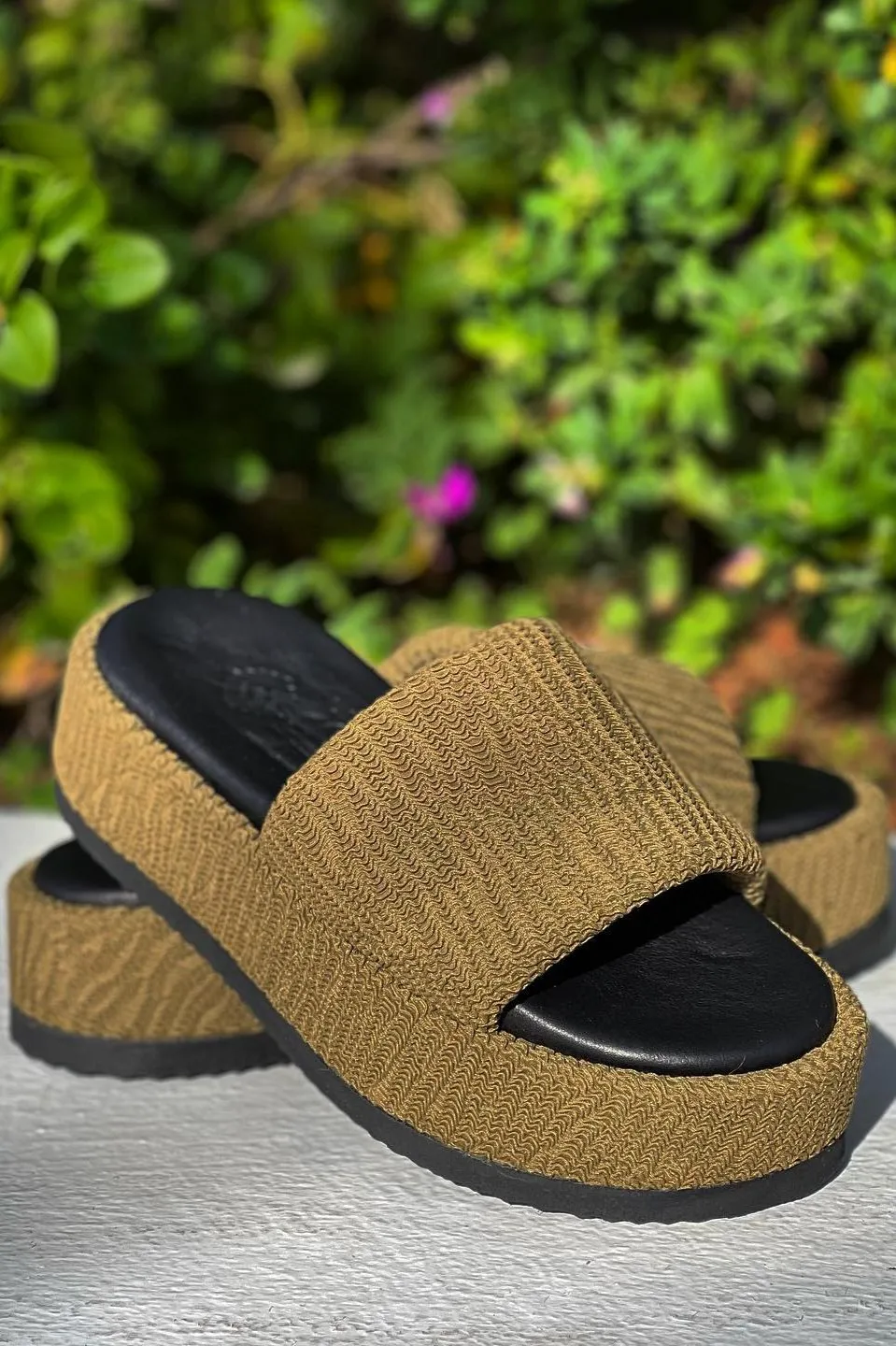 Ibiza Embossed Fabric & Leather Platform