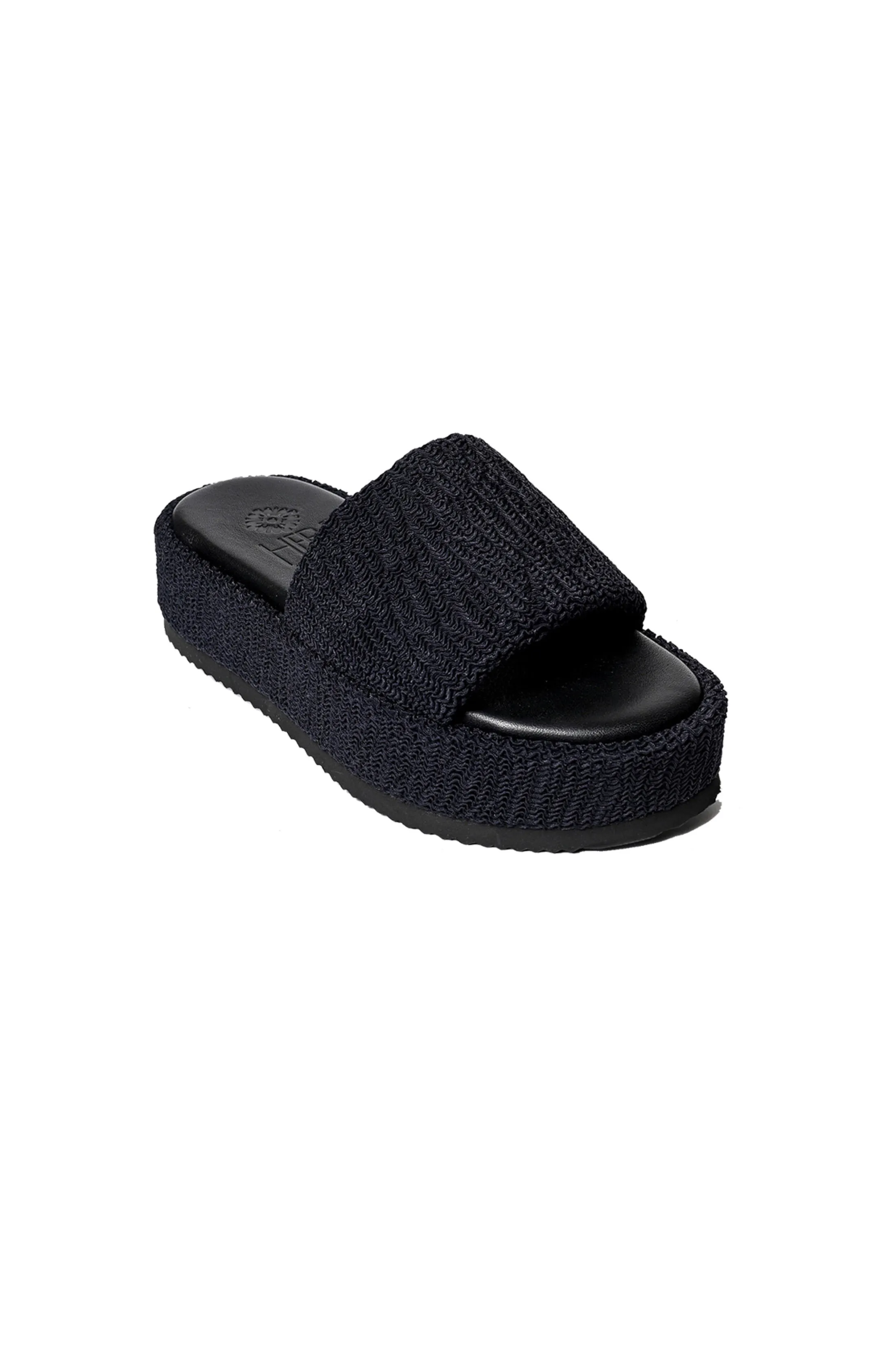 Ibiza Embossed Fabric & Leather Platform