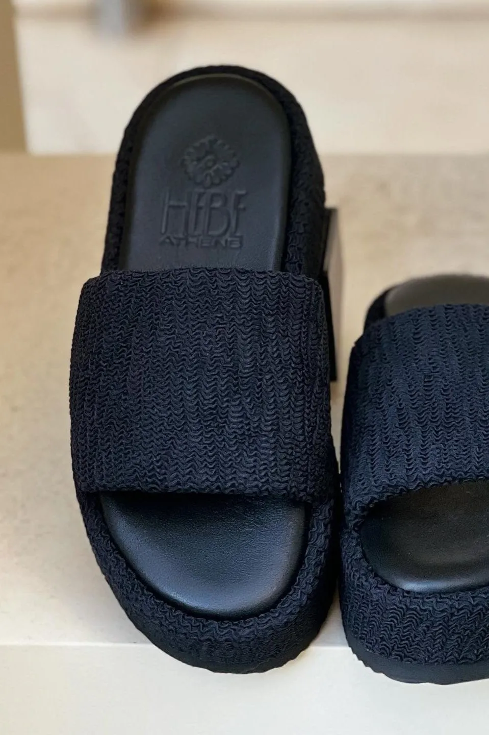 Ibiza Embossed Fabric & Leather Platform