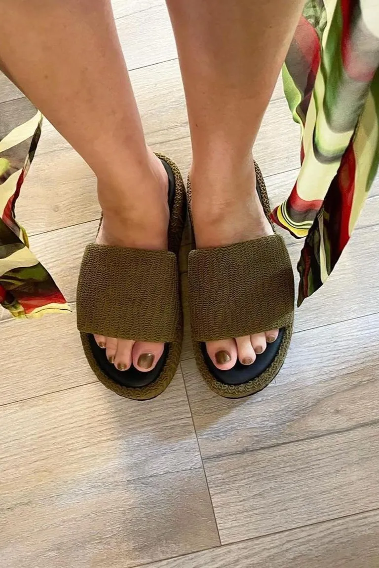 Ibiza Embossed Fabric & Leather Platform