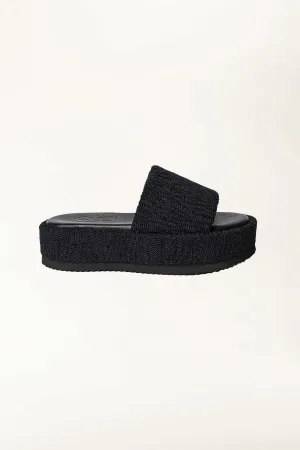 Ibiza Embossed Fabric & Leather Platform