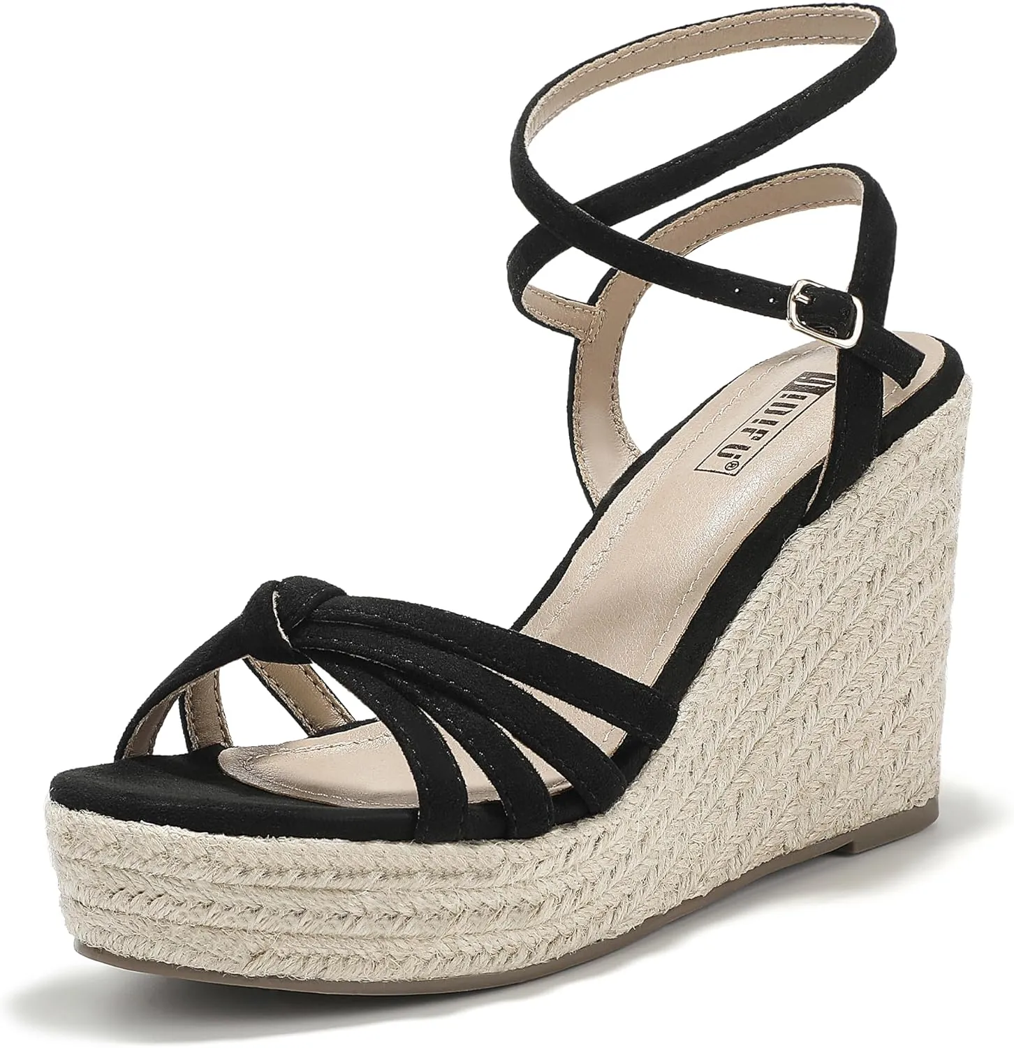 IDIFU IN4 Wedge Sandals for Women Espadrilles Ankle Strap Platform Wedges Heels for Women Wedding Bridal Ladies Wedge Sandals Comfortable Summer Dressy Sexy Strappy Wedge Shoes