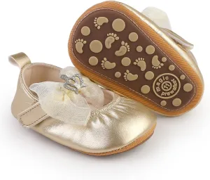 Infant Baby Girls Soft Sole Bowknot Princess Wedding Dress Mary Jane Flats Prewalker Newborn Light Baby Sneaker Shoes