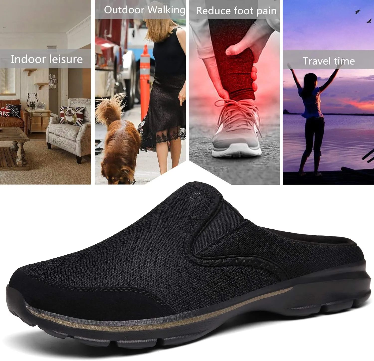 INMINPIN Unisex Slippers Casual Clog House Shoes Comfort Slip-On Walking Mules with Indoor Outdoor Anti-Skid Sole for Men and Women
