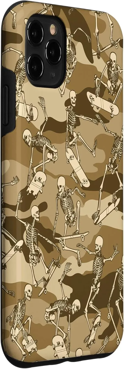 iPhone 11 Pro Max Skateboarding Skater Skeletons Camo Pattern Desert Case