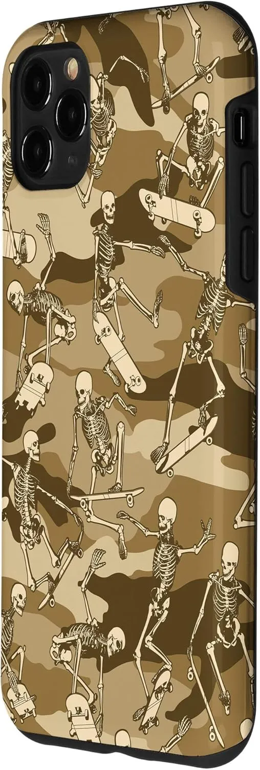 iPhone 11 Pro Max Skateboarding Skater Skeletons Camo Pattern Desert Case