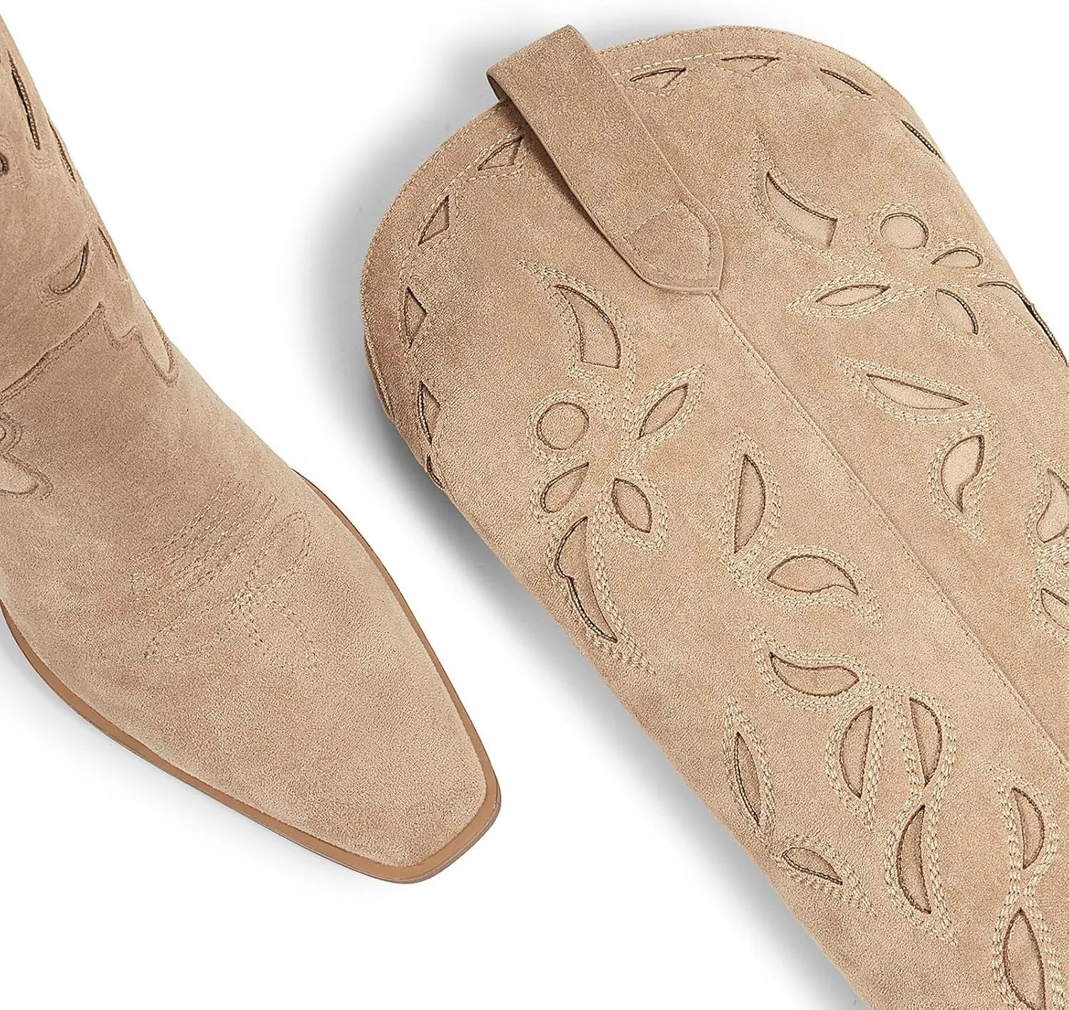 ISNOM Knee High Cowboy Cowgirl Boots for Women, Western Boots with Pull On Tab, Chunky Heel Design, Unique and Stylish