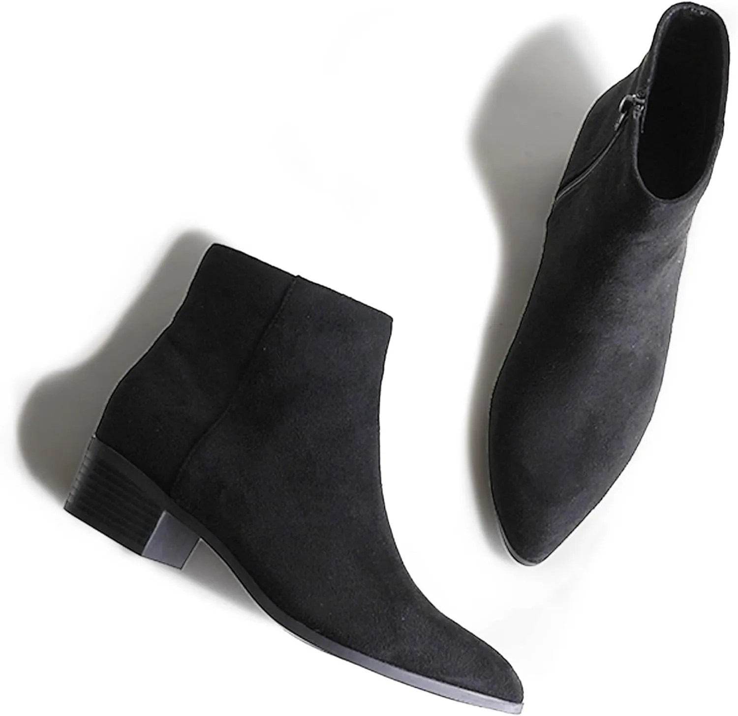 J. Adams Women's Viper Ankle Boots - Short Chunky Low-Heel Pointed-Toe Block Booties, Comfortable and Stylish for Everyday Wear