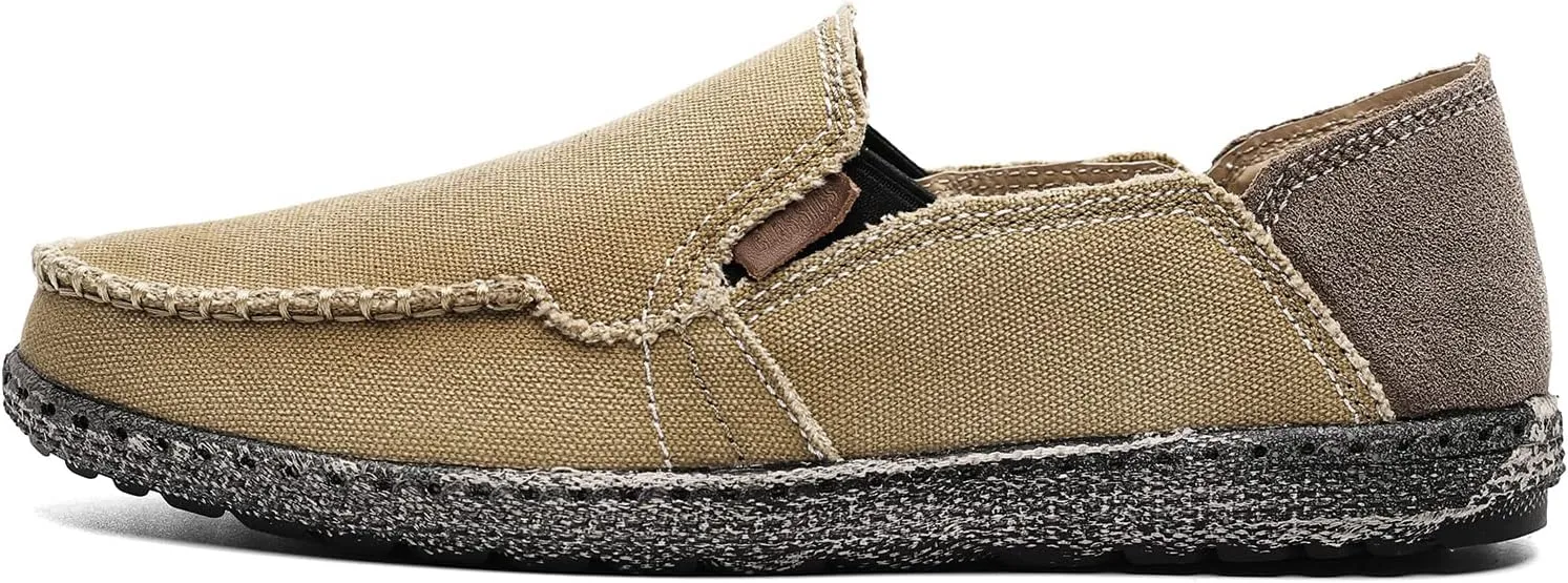 JAMONWU Men's Slip on Shoes Cloth Shoes Deck Shoes Canvas Leisure Vintage Casual Loafer Boat Shoes