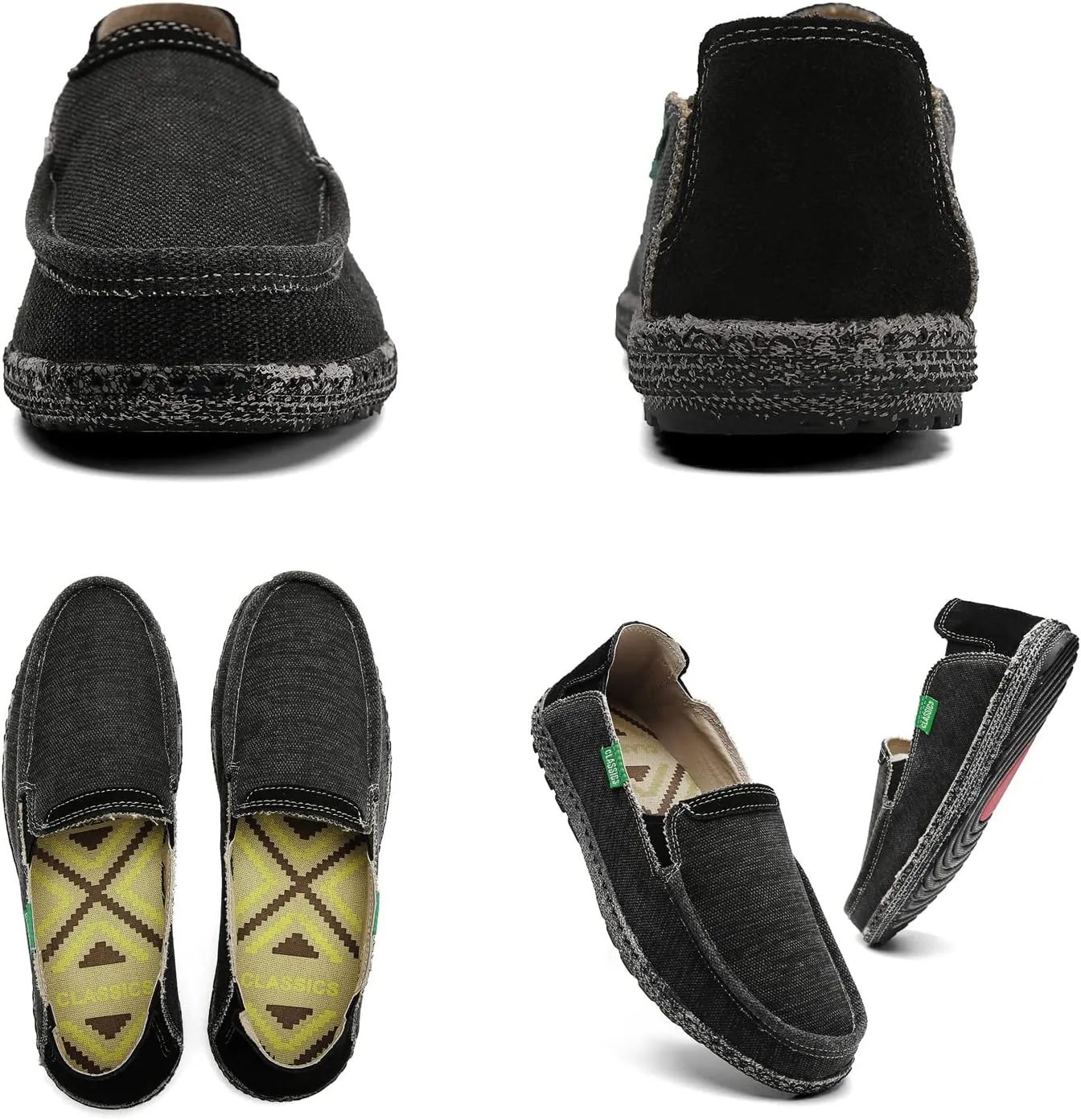 JAMONWU Men's Slip on Shoes Cloth Shoes Deck Shoes Canvas Leisure Vintage Casual Loafer Boat Shoes