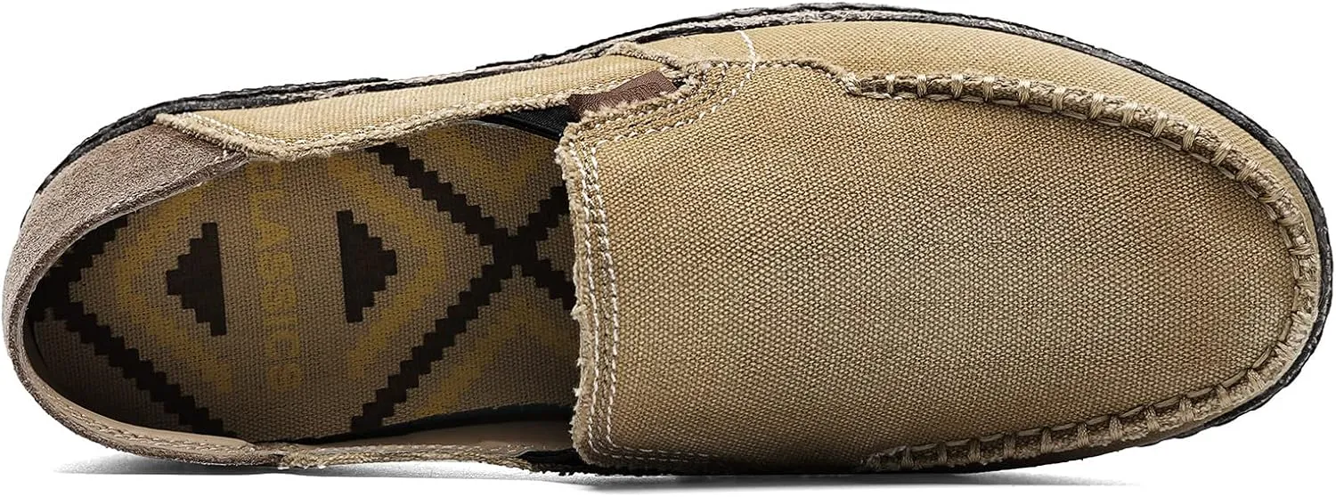JAMONWU Men's Slip on Shoes Cloth Shoes Deck Shoes Canvas Leisure Vintage Casual Loafer Boat Shoes