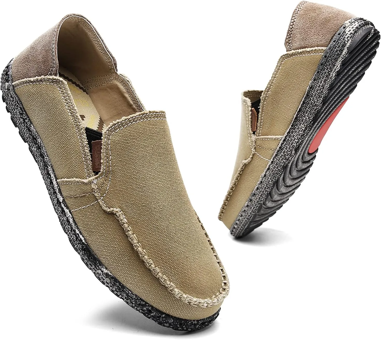 JAMONWU Men's Slip on Shoes Cloth Shoes Deck Shoes Canvas Leisure Vintage Casual Loafer Boat Shoes