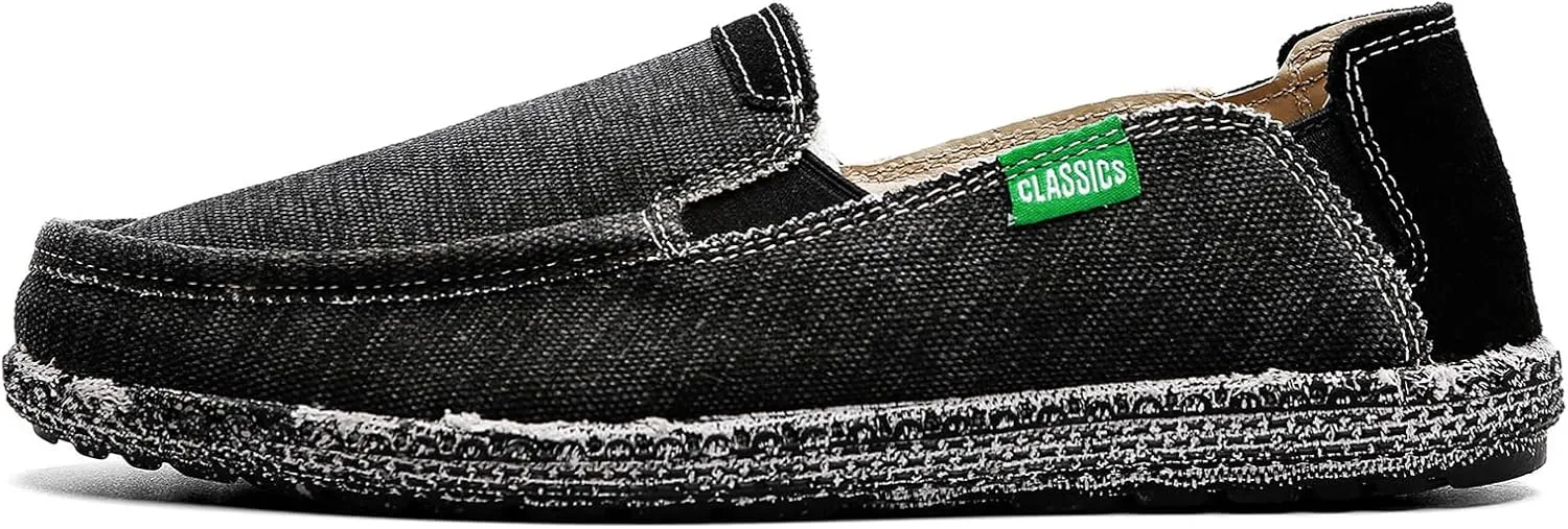 JAMONWU Men's Slip on Shoes Cloth Shoes Deck Shoes Canvas Leisure Vintage Casual Loafer Boat Shoes
