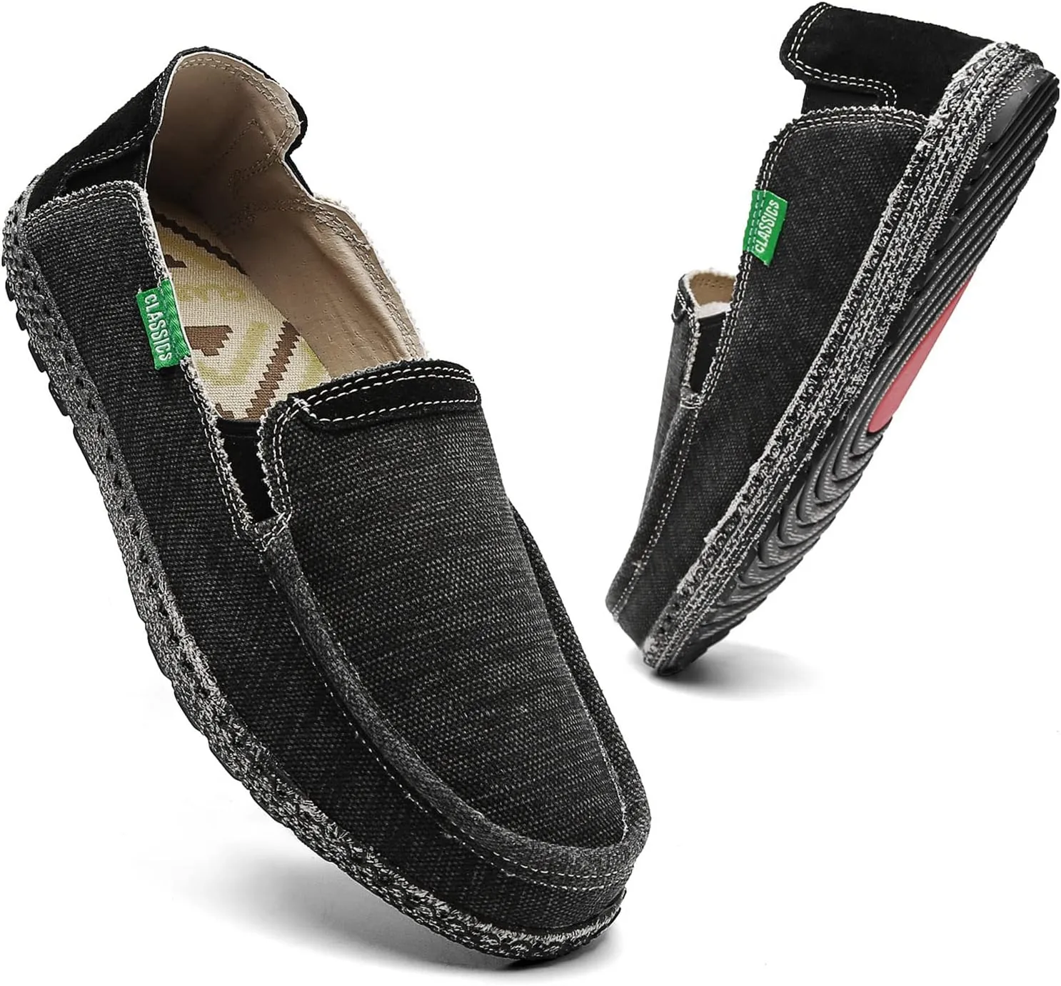 JAMONWU Men's Slip on Shoes Cloth Shoes Deck Shoes Canvas Leisure Vintage Casual Loafer Boat Shoes