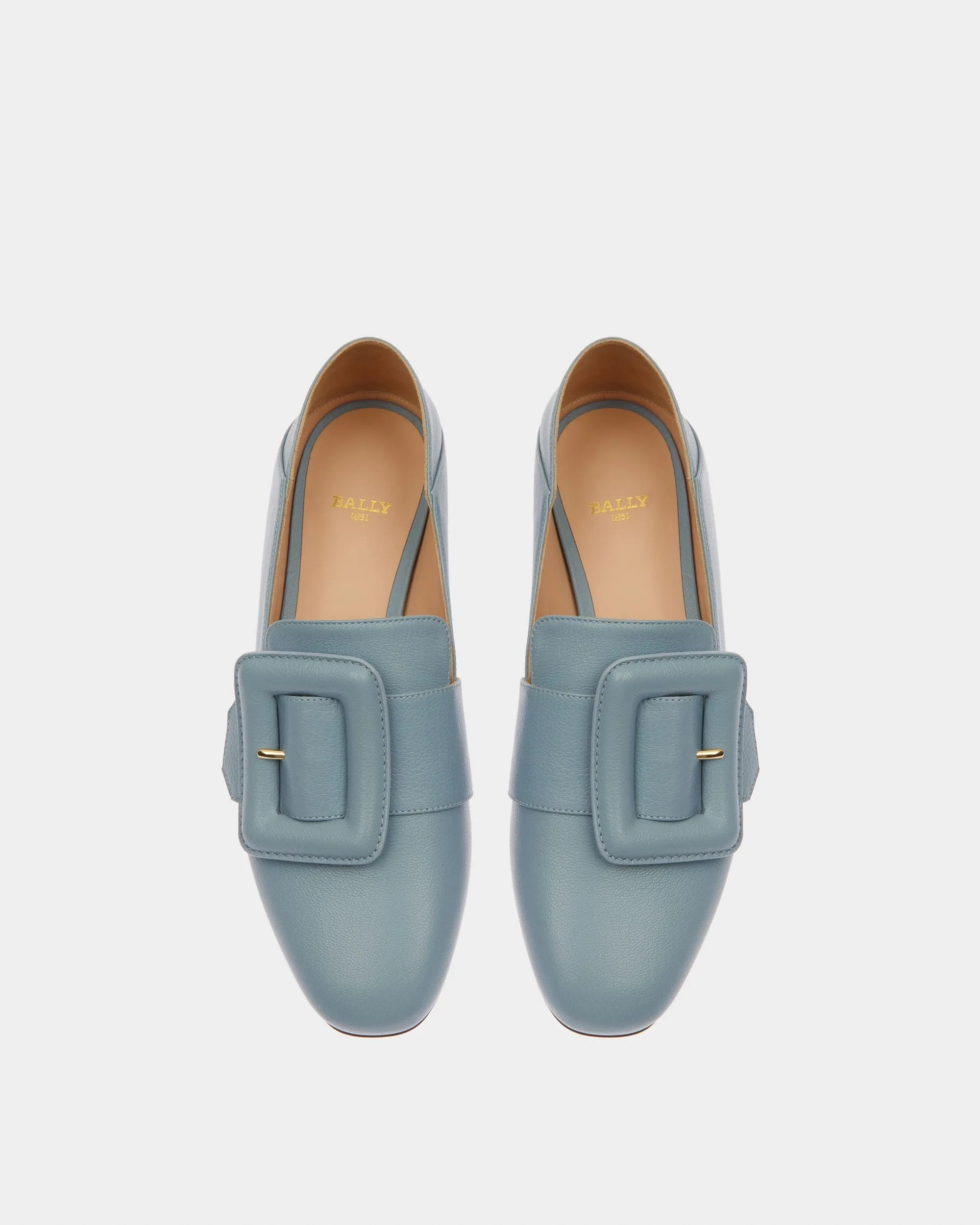Janelle Leather Loafers In Light Blue