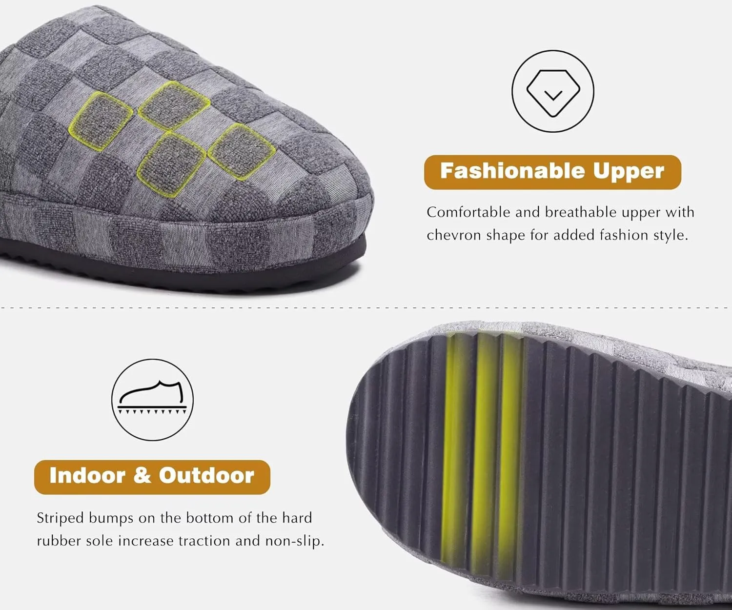 jiajiale Mens House Slippers Cozy Thick Cushion Yoga Foam Lightweight Warm Clog Slippers Slip On Indoor Outdoor Hard Rubber Sole