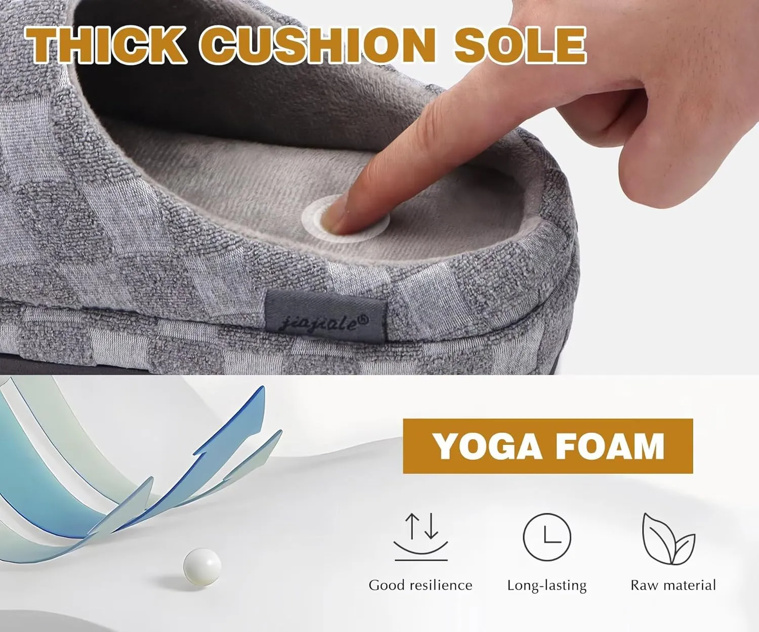 jiajiale Mens House Slippers Cozy Thick Cushion Yoga Foam Lightweight Warm Clog Slippers Slip On Indoor Outdoor Hard Rubber Sole